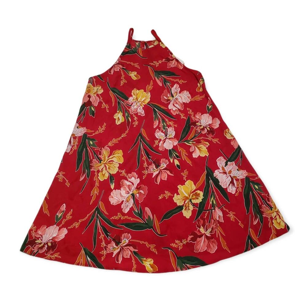 Shein Red Floral Print Spaghetti Strap Dress - Size Extra Small